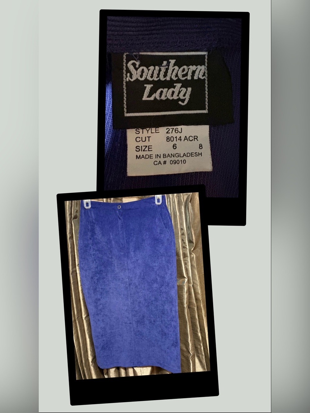 Vintage Southern Lady Vibrant Blue Corduroy Pencil Skirt #1957